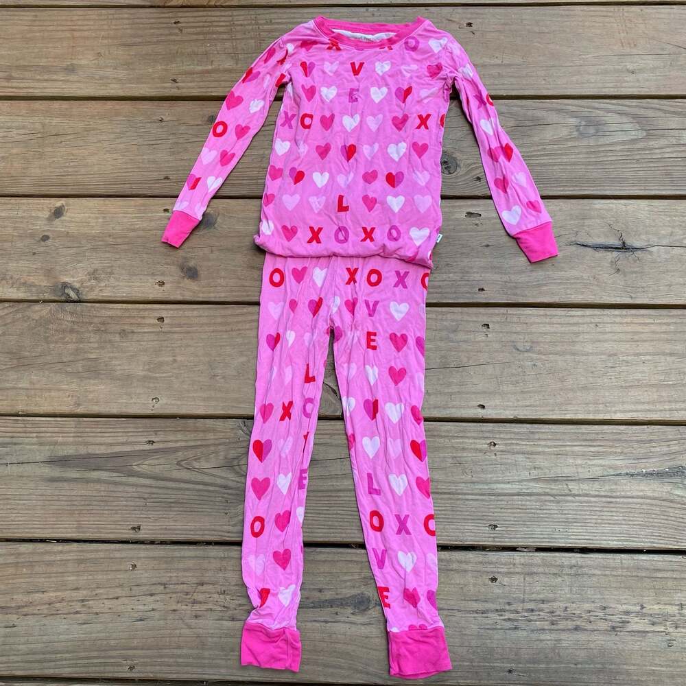 Little Sleepies Pink XOXO Hearts Bamboo Two-Piece Pajama Set Size 2T
